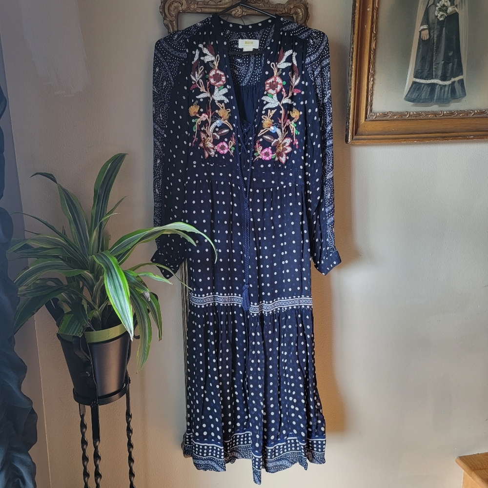 Maeve Cassidy Embroidered Midi Dress Anthropologie